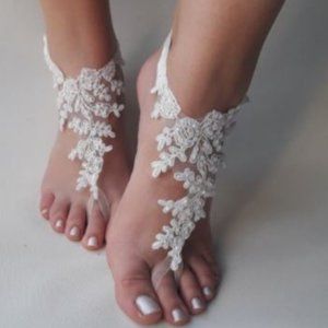 Lace Barefoot Sandals with Beads